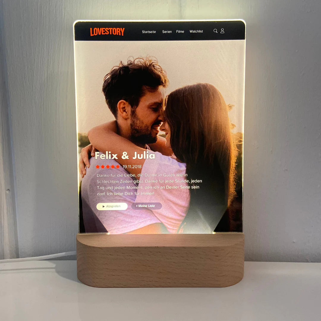 Gepersonaliseerd acrylbord met LED - Jouw liefdesverhaal