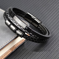 Gepersonaliseerde gevlochten touw magnetische gesp herenarmband met aangepaste familienaam