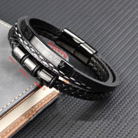 Gepersonaliseerde gevlochten touw magnetische gesp herenarmband met aangepaste familienaam