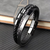 Gepersonaliseerde gevlochten touw magnetische gesp herenarmband met aangepaste familienaam