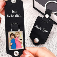 Personalisierter Foto & Text Leder Schlüsselanhänger-Fahr Vorsichtig, ich brauche dich hier bei mir