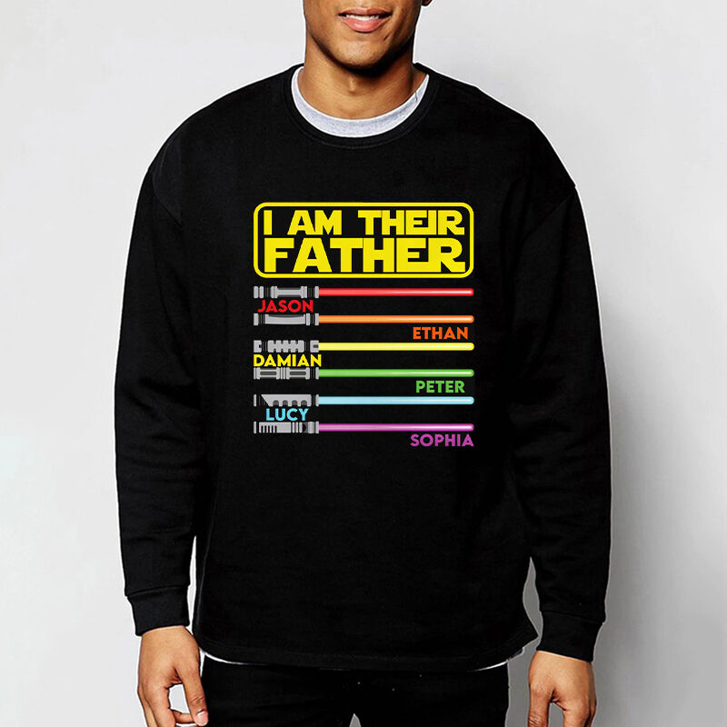 T-shirt personnalisé « Je suis leur père » Motif sabre laser Nom personnalisé Design Cadeau attrayant pour cher papa Sweat à capuche