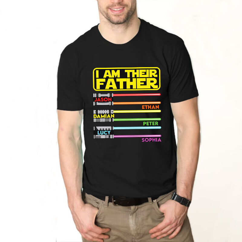 T-shirt personnalisé « Je suis leur père » Motif sabre laser Nom personnalisé Design Cadeau attrayant pour cher papa Sweat à capuche