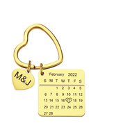 Jubileumcadeaus, gepersonaliseerde kalender sleutelhanger, hartvormige sleutelhanger