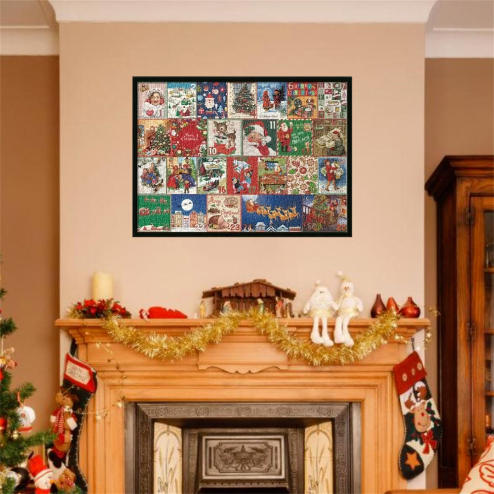 Calendrier de l'Avent Puzzle de Noël – 24 boîtes Puzzle compte à rebours de Noël Jouet Cadeau pour enfants Adultes