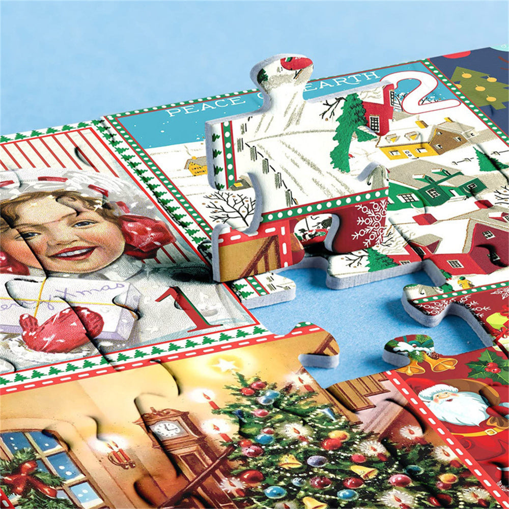 Calendrier de l'Avent Puzzle de Noël – 24 boîtes Puzzle compte à rebours de Noël Jouet Cadeau pour enfants Adultes