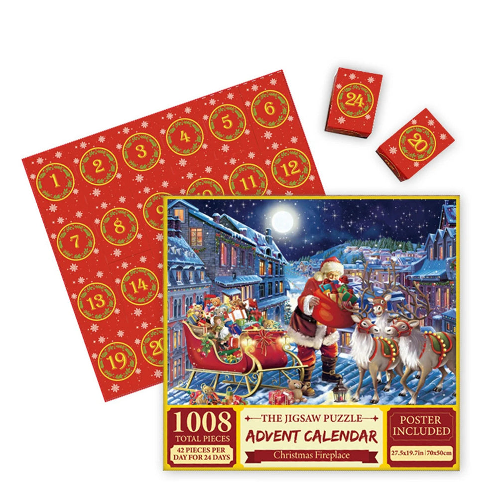 Calendrier de l'Avent Puzzle de Noël – 24 boîtes Puzzle compte à rebours de Noël Jouet Cadeau pour enfants Adultes