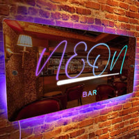 Lumières décoratives de bar, nom personnalisé, enseigne miroir, texte personnalisé, LED, multicolore, illuminé, tenture murale, enseignes au néon, décoration murale