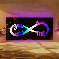 Miroir lumineux personnalisé avec nom, cadeau d'amour infini pour couples