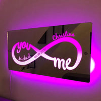 Miroir lumineux personnalisé avec nom, cadeau d'amour infini pour couples