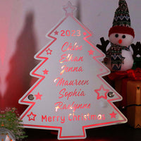 Miroir lumineux personnalisé pour sapin de Noël avec nom de famille, cadeaux de Noël