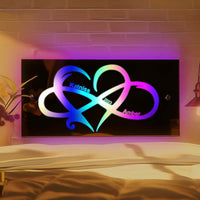 Miroir lumineux personnalisé avec nom et amour infini, cadeau pour couple