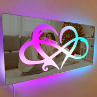 Miroir lumineux personnalisé avec nom et amour infini, cadeau pour couple