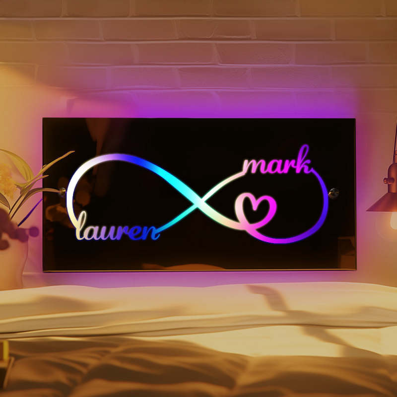 Miroir lumineux personnalisé avec nom, cadeau personnalisé pour les couples