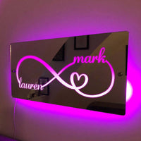 Miroir lumineux personnalisé avec nom, cadeau personnalisé pour les couples