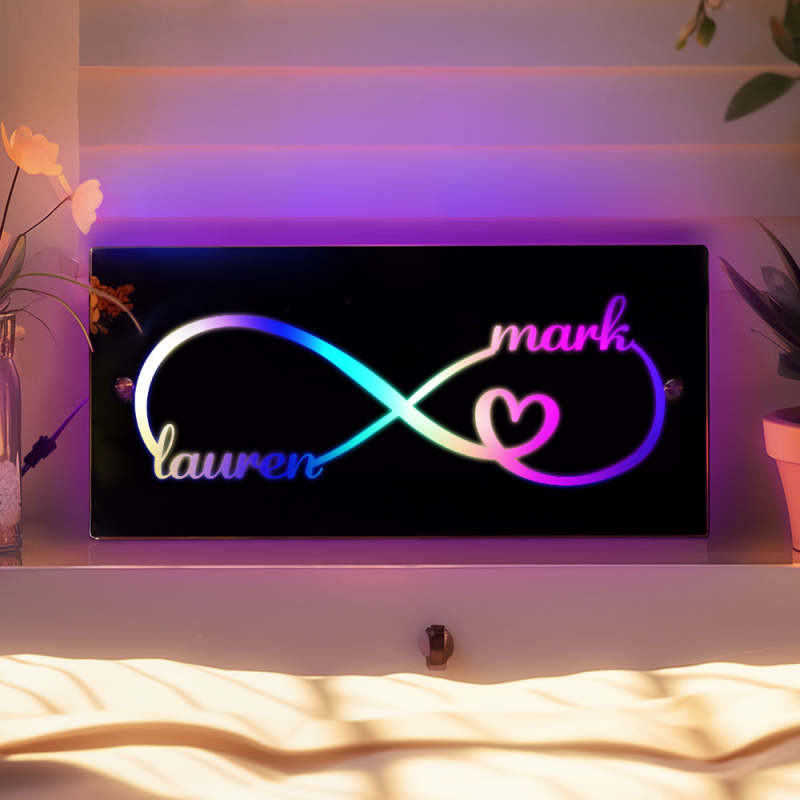 Miroir lumineux personnalisé avec nom, cadeau personnalisé pour les couples