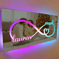 Miroir lumineux personnalisé avec nom, cadeau personnalisé pour les couples
