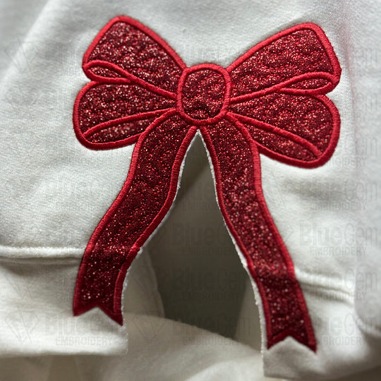 Sweat-shirt personnalisé vert/rouge avec nœud Joyeux Noël