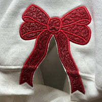 Sweat-shirt personnalisé vert/rouge avec nœud Joyeux Noël