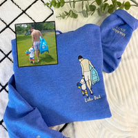 Geborduurd shirt voor de eerste keer vader | Aangepast shirt voor nieuwe vaders | Gepersonaliseerd T-shirt met foto van papa | Cadeau voor nieuwe vaders