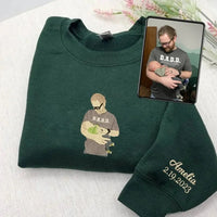 Geborduurd shirt voor de eerste keer vader | Aangepast shirt voor nieuwe vaders | Gepersonaliseerd T-shirt met foto van papa | Cadeau voor nieuwe vaders
