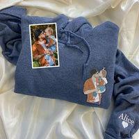 Geborduurd shirt voor de eerste keer vader | Aangepast shirt voor nieuwe vaders | Gepersonaliseerd T-shirt met foto van papa | Cadeau voor nieuwe vaders
