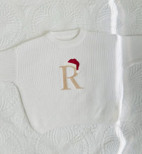 Kerstmuts Monogram Oversized Kinder Peuter Geborduurde Babytrui
