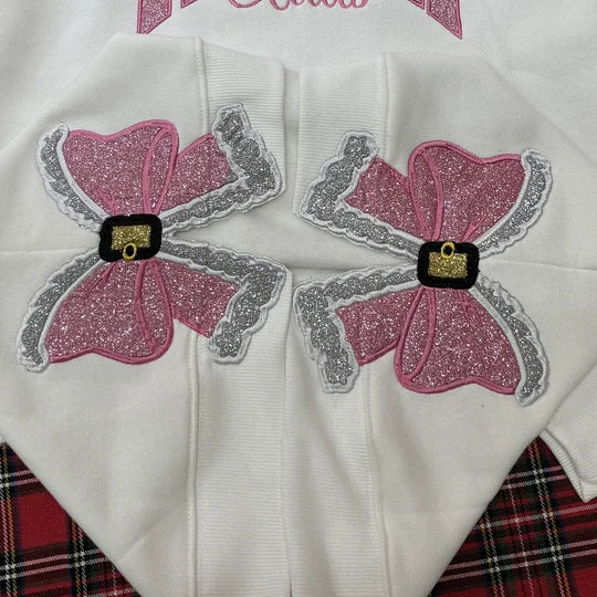 Sweat-shirt maman personnalisé avec nœud latéral pailleté et broderie