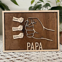 Cadre en bois personnalisé avec 1 à 6 noms pour papa