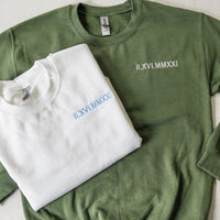 Sweat-shirt personnalisé brodé pour couple avec chiffres romains, cadeaux de Noël