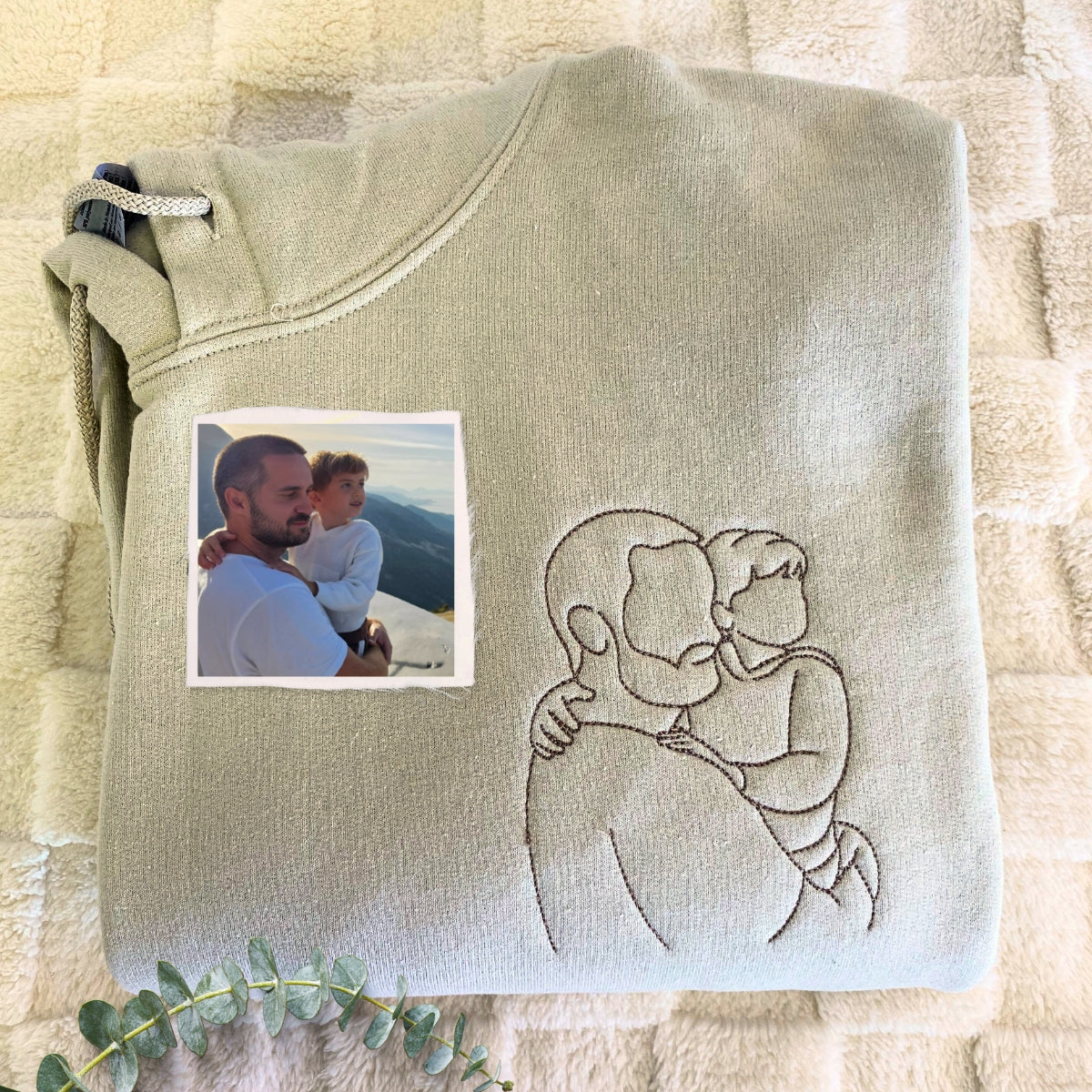 Sweatshirt met geborduurd portret, unieke cadeaus voor papa