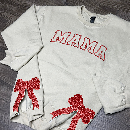 Sweat-shirt personnalisé vert/rouge avec nœud Joyeux Noël