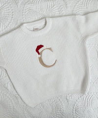 Kerstmuts Monogram Oversized Kinder Peuter Geborduurde Babytrui