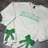 Sweat-shirt personnalisé vert/rouge avec nœud Joyeux Noël