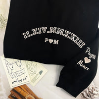 Sweat à capuche ras du cou personnalisé avec chiffres romains brodés, cadeaux personnalisés pour couples