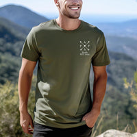 Personalisiertes T-Shirt für Papa, bestickt mit dem Namen und Geburtsjahr des Kindes – Pfeil-Design (individuell gestaltbar)