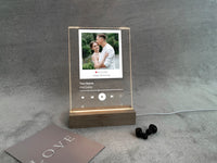 Gepersonaliseerde acryl fotoplaat met liedjes, aangepaste albumhoes met liedjes, scanbaar led-nachtlampje