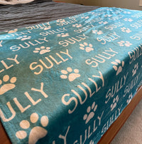 Couverture personnalisée avec empreinte de patte pour animal de compagnie, couverture personnalisée pour chien, couverture en peluche, couverture personnalisée pour chiot, couverture pour lit pour chien, cadeau pour amoureux des animaux