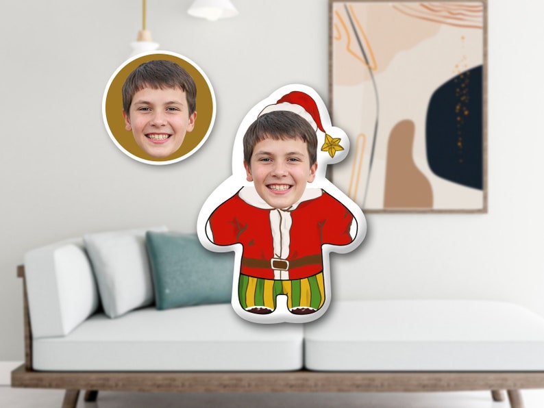 Mini oreiller personnalisé avec photo de Noël, « J'aime les beignets », mini oreiller photo personnalisé, poupée en peluche