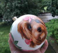 Individueel met de hand beschilderde kerstboombal met portret van huisdier, gepersonaliseerd ornament, volledig met de hand beschilderd op basis van een foto van de klant. Hondenkunst
