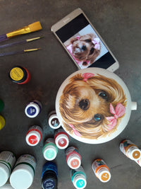 Individueel met de hand beschilderde kerstboombal met portret van huisdier, gepersonaliseerd ornament, volledig met de hand beschilderd op basis van een foto van de klant. Hondenkunst