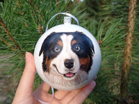 Individueel met de hand beschilderde kerstboombal met portret van huisdier, gepersonaliseerd ornament, volledig met de hand beschilderd op basis van een foto van de klant. Hondenkunst