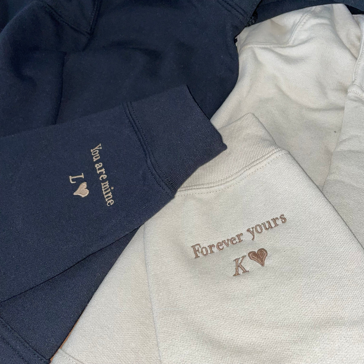 Op maat geborduurde hoodie of sweatshirt met ronde hals, cadeau voor koppels, jubileumcadeau