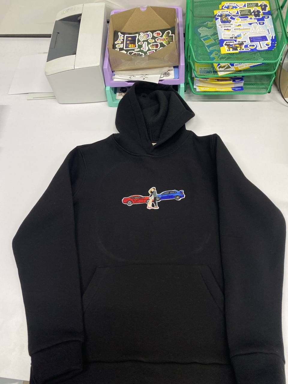 Geborduurde autofotoportret hoodie, geborduurde fotografie ronde hals sweatshirt