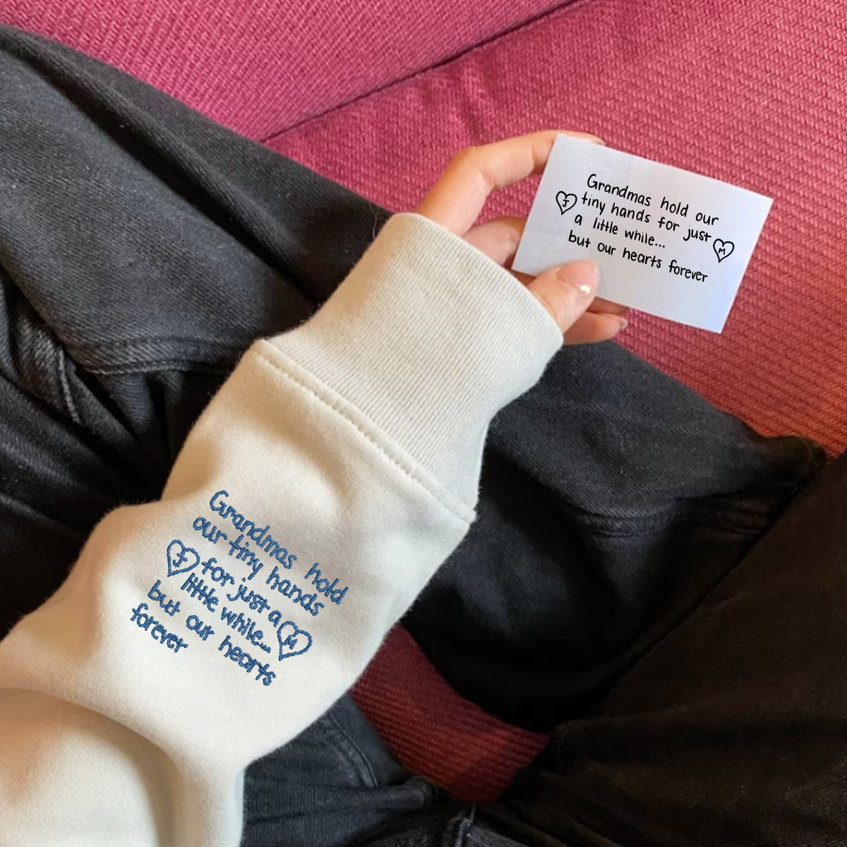 Aangepaste geborduurde handschrift sweatshirt, handschrift borduurwerk sweatshirt, bruidspaar jubileum bruiloft sweatshirt, handschrift sweatshirt