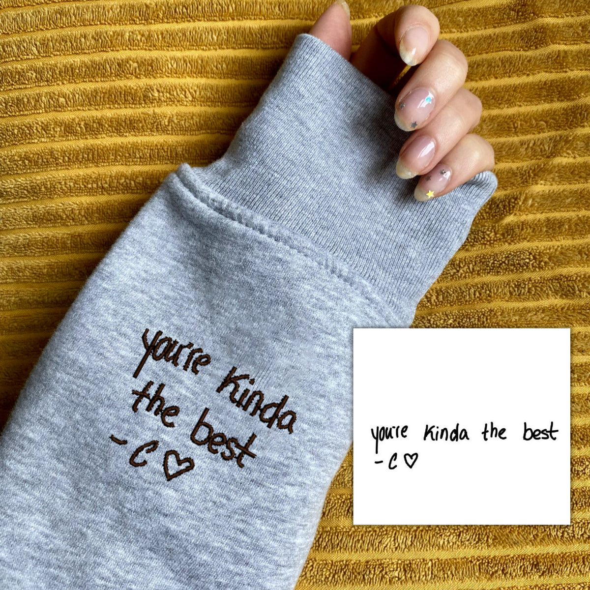 Aangepaste geborduurde handschrift sweatshirt, handschrift borduurwerk sweatshirt, bruidspaar jubileum bruiloft sweatshirt, handschrift sweatshirt