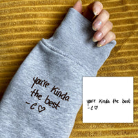 Aangepaste geborduurde handschrift sweatshirt, handschrift borduurwerk sweatshirt, bruidspaar jubileum bruiloft sweatshirt, handschrift sweatshirt