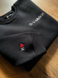 Hoodie met Romeinse cijfers, sweatshirt met koppels, gepersonaliseerd geborduurd sweatshirt, geborduurd sweatshirt, sweatshirt met koppelliefde op maat