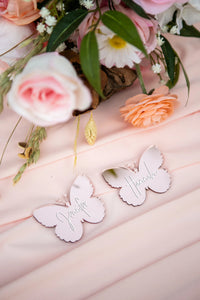 Marque-places papillon, étiquettes nominatives pour noms d'assiettes, enterrement de vie de jeune fille, dîner, fête, noms d'assiettes, décoration de table, étiquettes nominatives, marque-places pour panneaux de table de fête