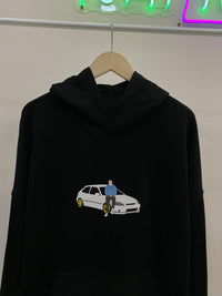 Geborduurde autofotoportret hoodie, geborduurde fotografie ronde hals sweatshirt
